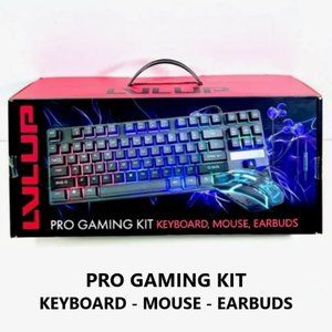 LED Backlit Keyboard, LED Mouse, and Earbuds LVLUP Pro Gaming Kit